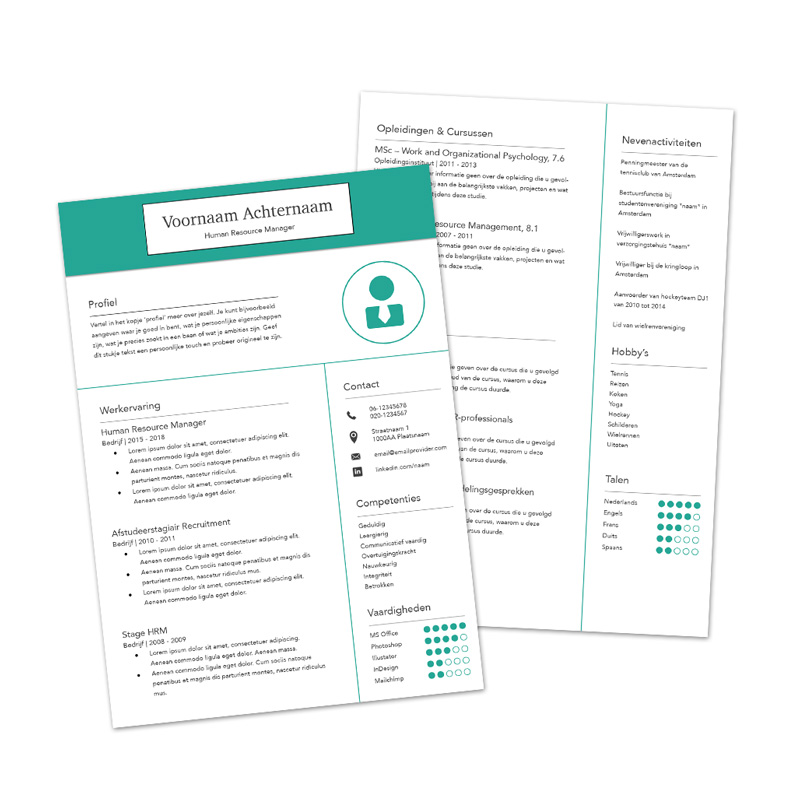 Ongebruikt Gratis) cv templates - Makkelijk aan te passen in Word - WETALENT MF-43