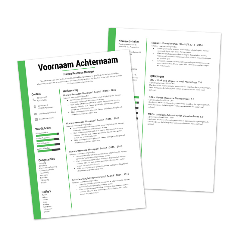 Nieuw Gratis) cv templates - Makkelijk aan te passen in Word - WETALENT UV-77