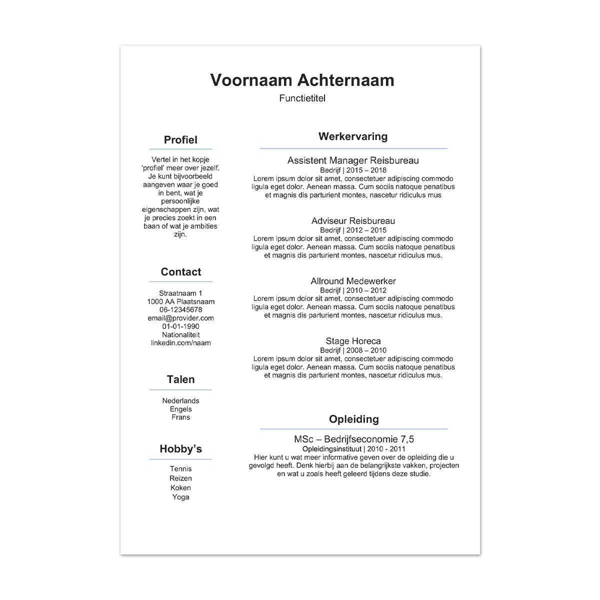 Afbeelding Afbeelding Gratis cv template Dublin