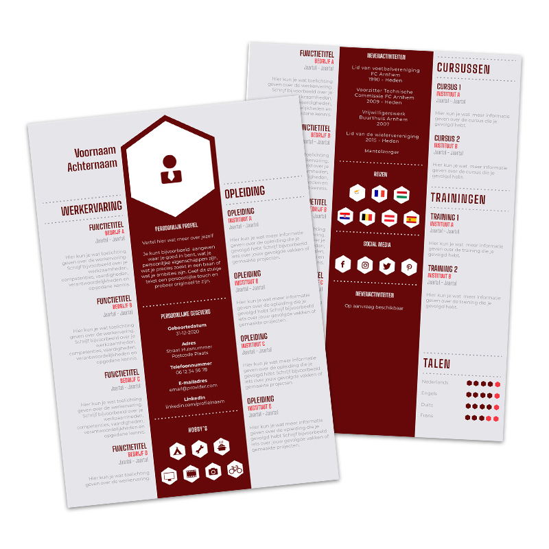 Afbeelding WETALENT product Premium cv template Bordeaux