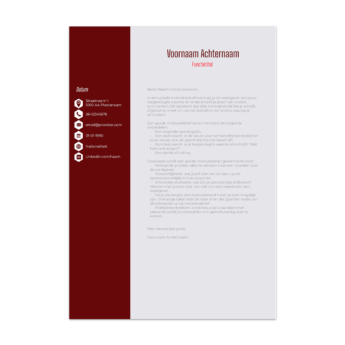 Afbeelding Afbeelding Premium cv template Bordeaux