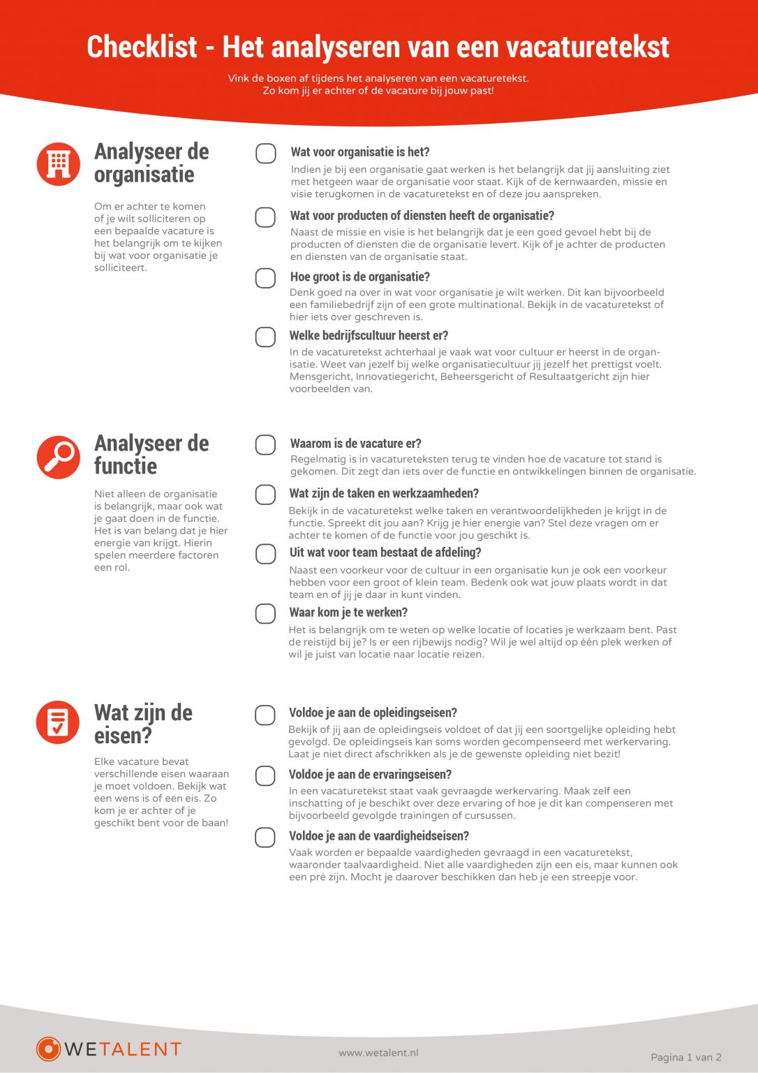 Het analyseren van een vacaturetekst Checklist & Tips